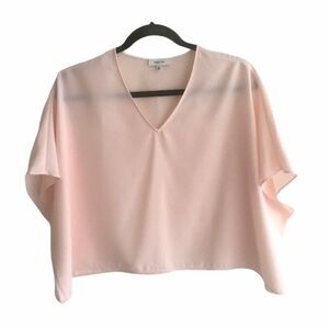 ARITZIA Babaton Oversized V-Neck Cropped Popover Blouse Pink Blush XXS